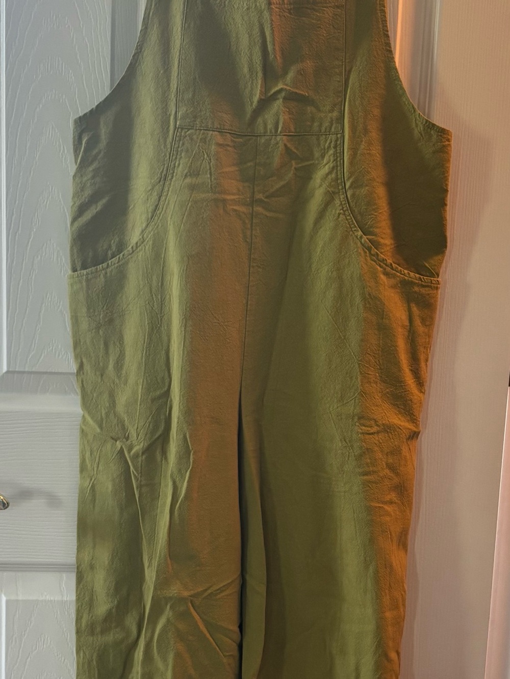 Light Green Wide-Leg Linen Overalls - Picture 3 of 3
